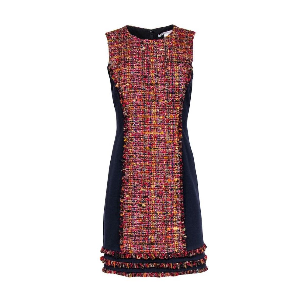 Diane von Furstenberg Jacey Tweed Shift Dress M Multicolor Sleeveless - Picture 2 of 6